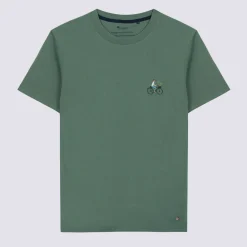 T-Shirts*FAGUO T-Shirt Col Rond Vert Broderie Velo
