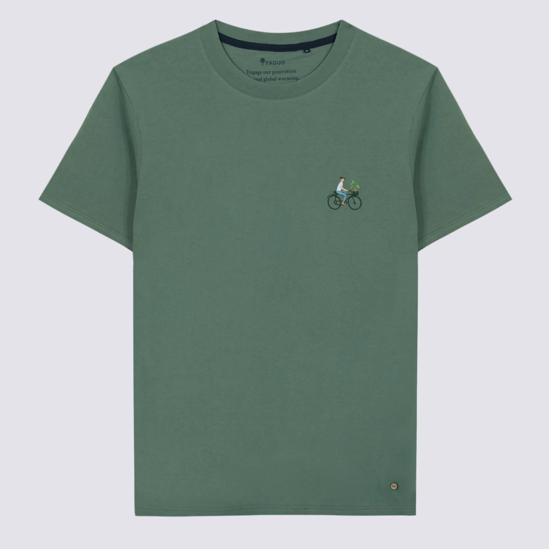 T-Shirts*FAGUO T-Shirt Col Rond Vert Broderie Velo