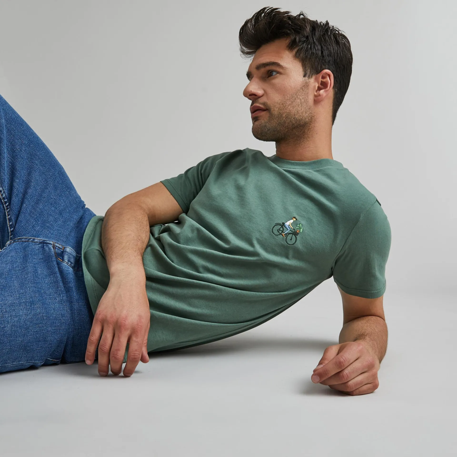 T-Shirts*FAGUO T-Shirt Col Rond Vert Broderie Velo