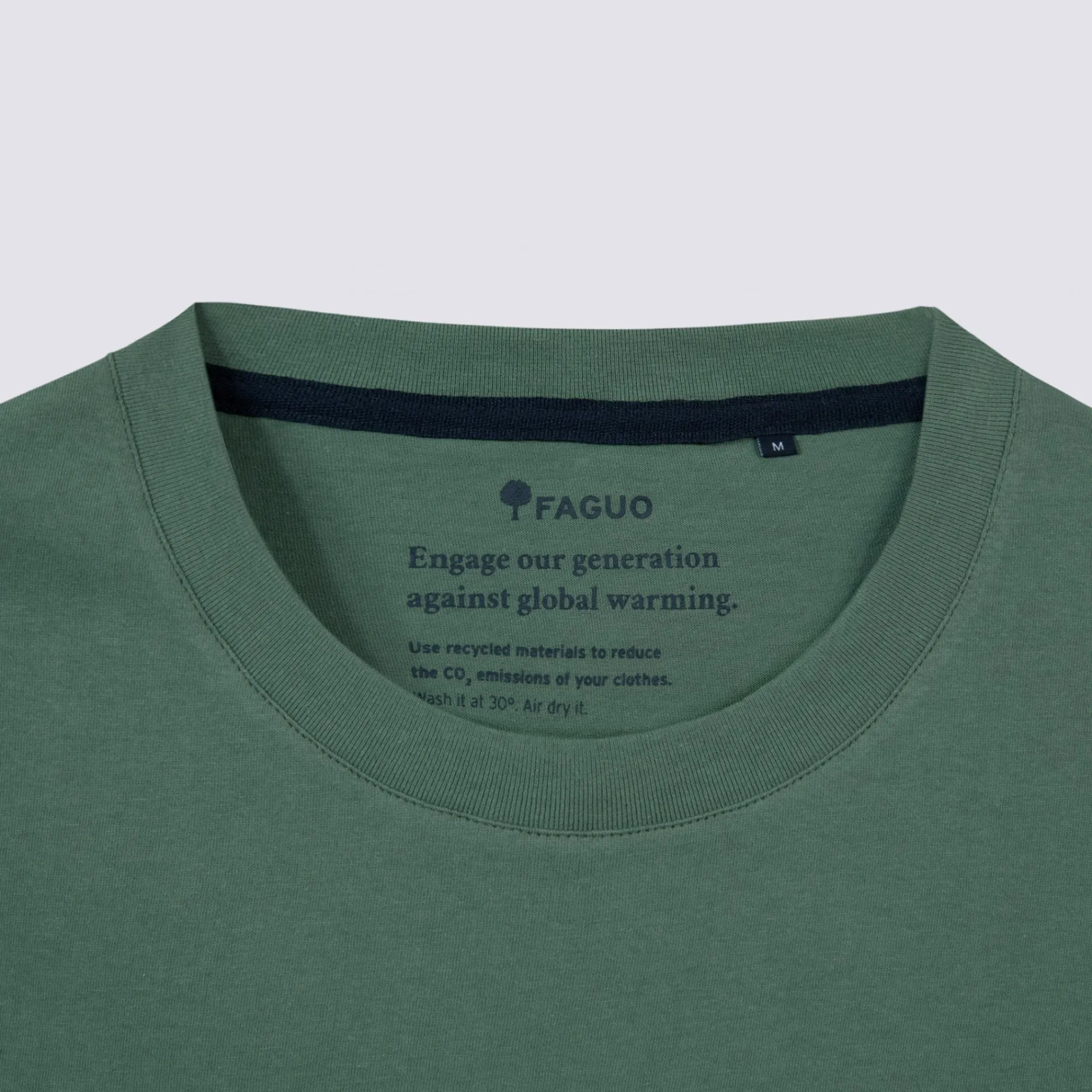 T-Shirts*FAGUO T-Shirt Col Rond Vert Broderie Velo